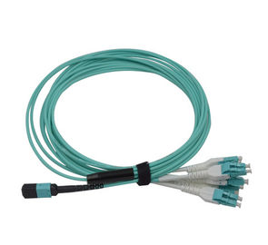 MPO to MPO Fiber Optic Patch Cord OM3 with 12fo 3.0mm for 1M/5M/10M OFNP/LSZH Aqua Type B