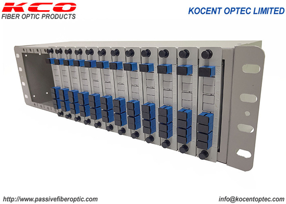 3U 19-inch Rack Mount Fiber Optic Splitter with 1x4 Split Way Mini Tube Type and Steel Tape Material