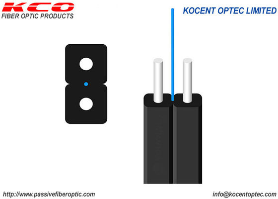 Cavo a fibre ottiche dell'interno di goccia del nero FTTH di G657A 1core 2wire LSZH